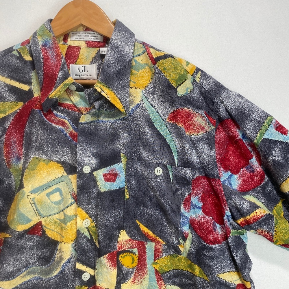 Guy Laroche Men's Abstract Print Short Sleeve Button Up Shirt Size S L